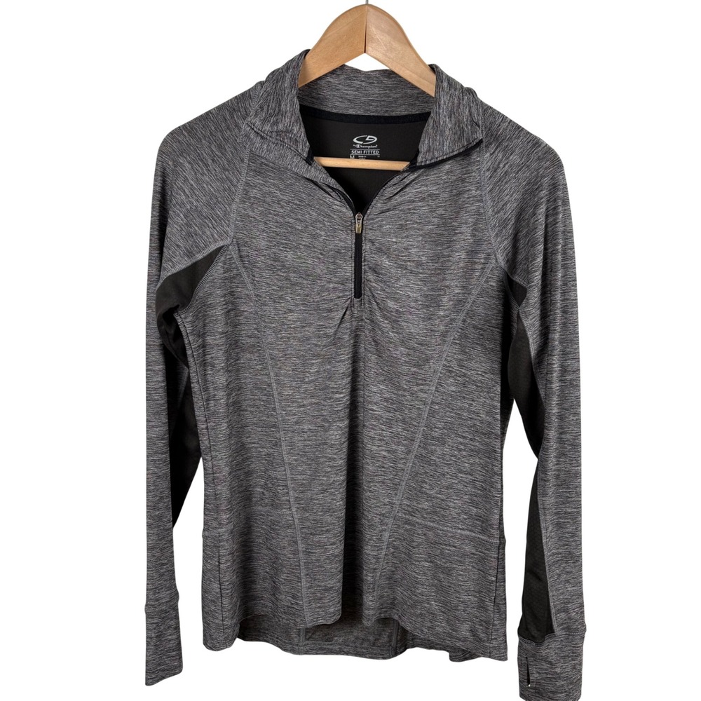Champion Semi Fitted Gray Heather 1/4 Zip Athletic Pullover‎ Women's M Sporty